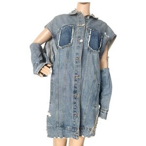 Loulou Studio Distressed Blue Denim Vest